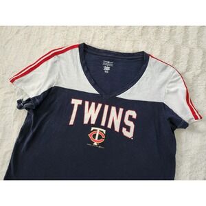 Campus Lifestyle Twins MLB Womens Graphic V Neck T Shirt Size Large
